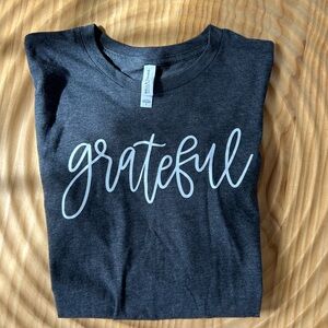 Bella & Canvas Gray Graphic Tee with 'Grateful' Print
